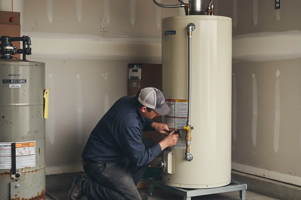 Water heater and shutoff valve replacement in Depue
