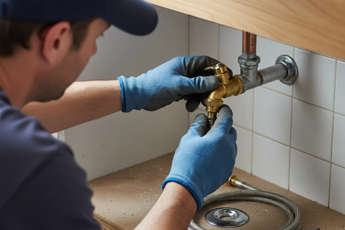 Shutoff valve and fitting work during Burst Pipe Repair in Depue
